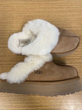 UGG Chestnut Suede Shearling Cuff Women's Slip-Ons
